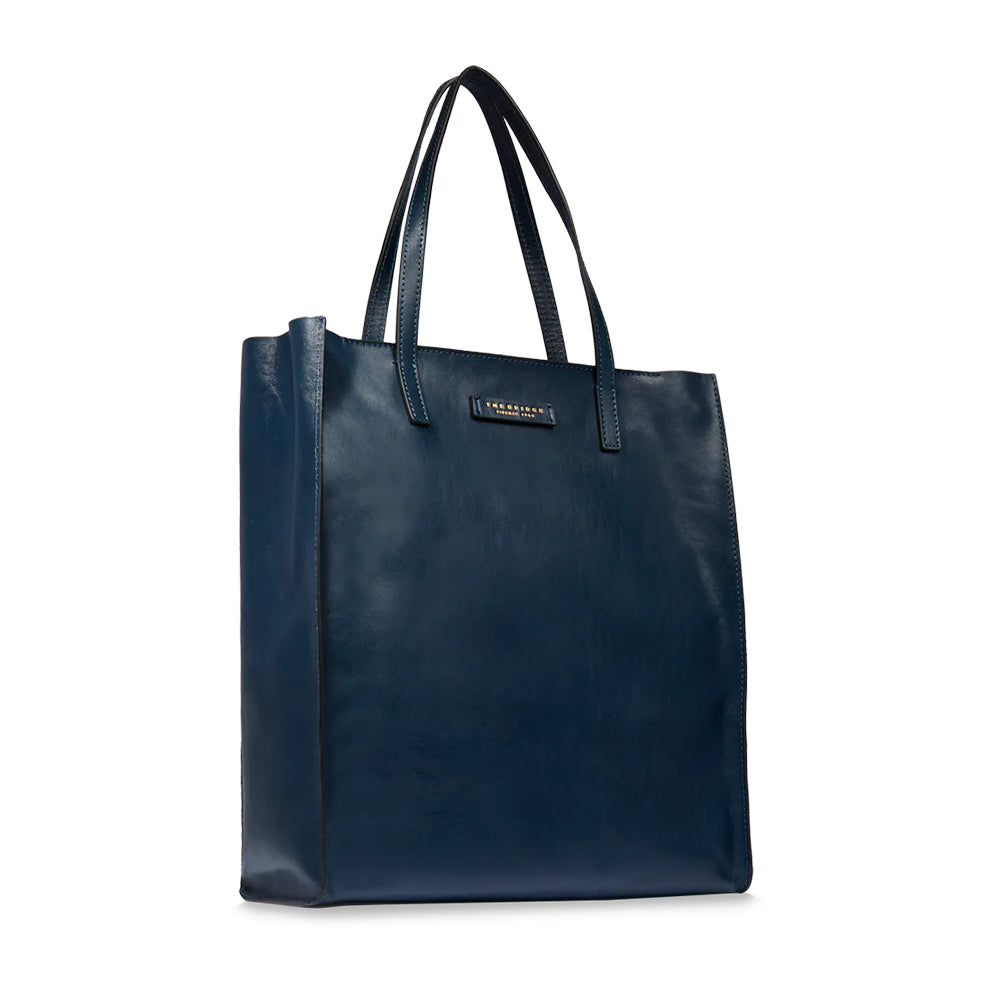 Shopping Bag Donna Verticale THE BRIDGE linea Mirra in Pelle Blu Oltremare
