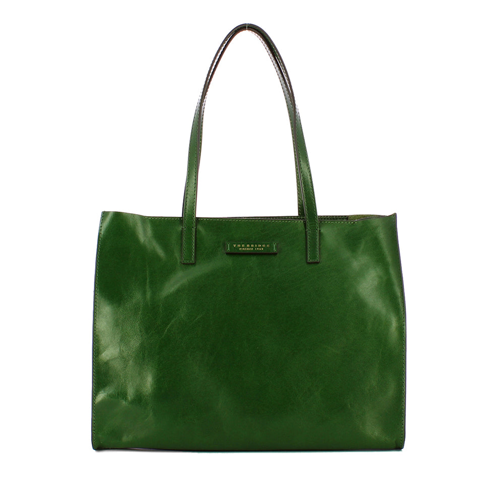 Borsa Donna Shopper THE BRIDGE Linea Mirra in Pelle Verde Smeraldo