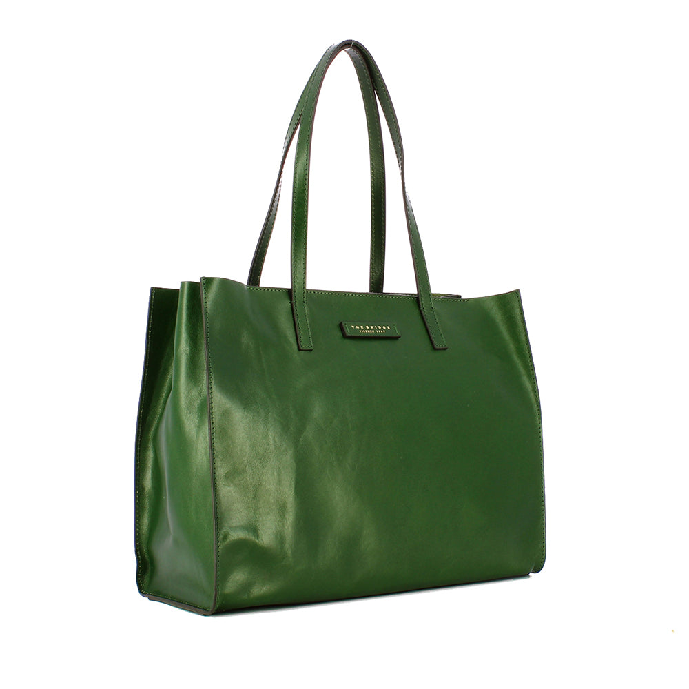 Borsa Donna Shopper THE BRIDGE Linea Mirra in Pelle Verde Smeraldo