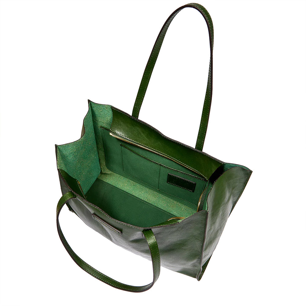 Borsa Donna Shopper THE BRIDGE Linea Mirra in Pelle Verde Inglese