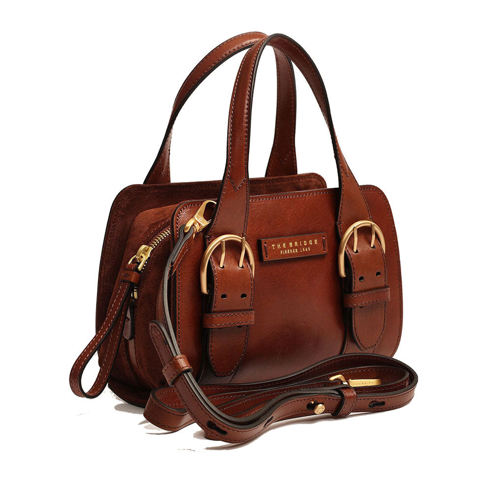 Damenhandtasche THE BRIDGE Elena-Linie aus braunem Leder