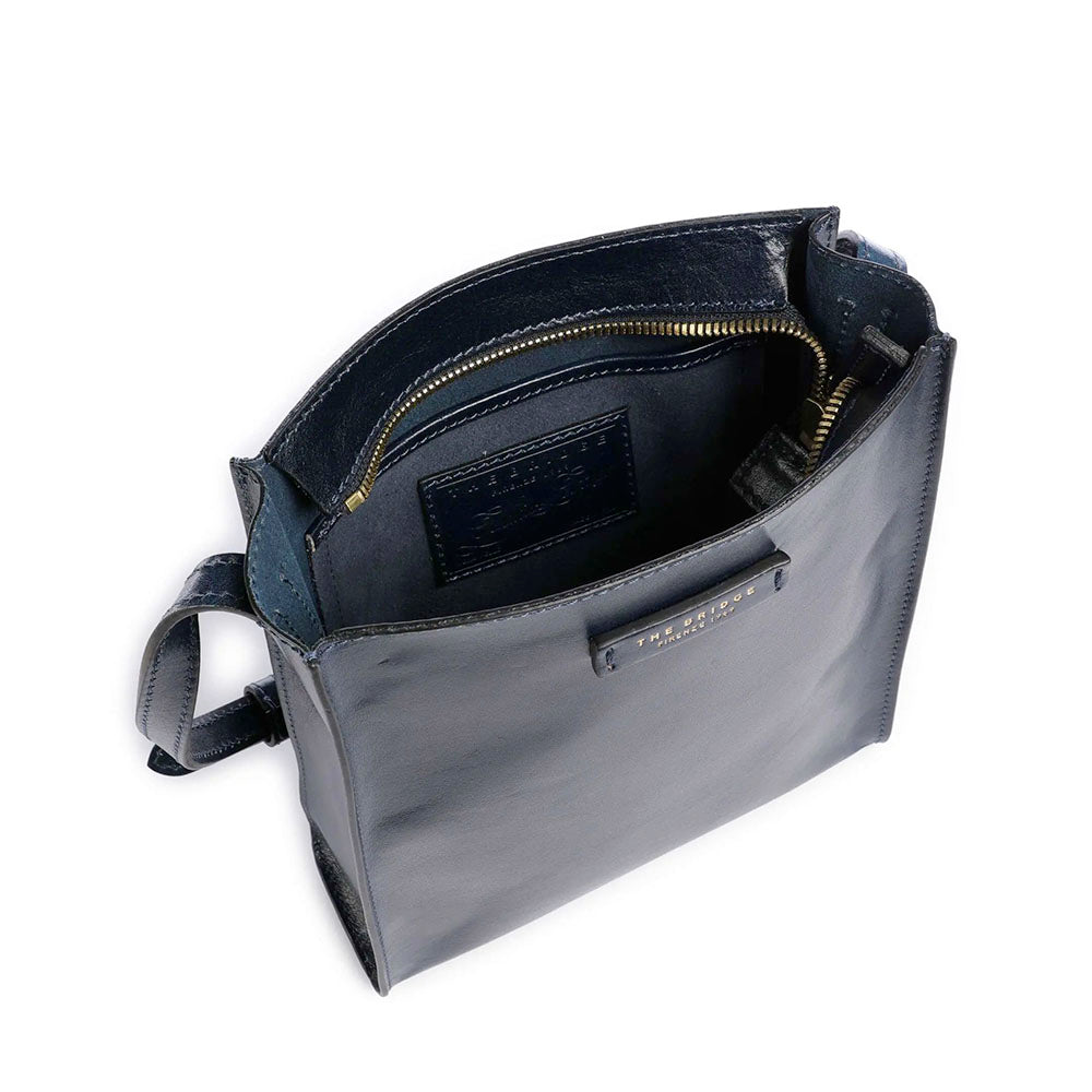 Borsa Donna a Tracolla THE BRIDGE linea Mirra in Pelle Blu Oltremare