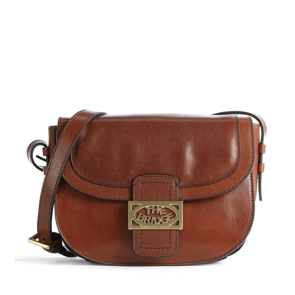 THE BRIDGE Mittelgroße Damen-Umhängetasche aus braunem Leder der Lavinia-Linie