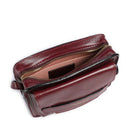 Damen-Umhängetasche/Kameratasche THE BRIDGE Lucrezia-Linie aus traubenfarbenem Leder