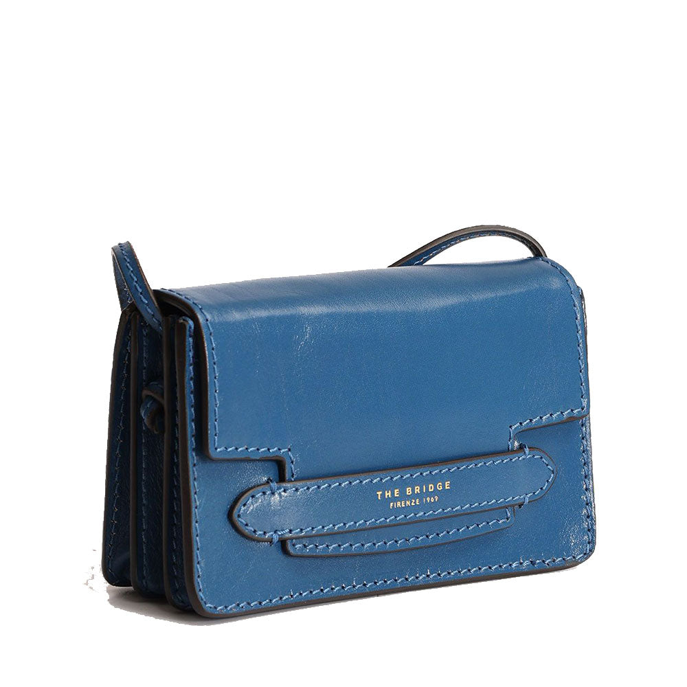 Mini Bag a Tracolla THE BRIDGE in Pelle Blu Jeans linea Lucrezia