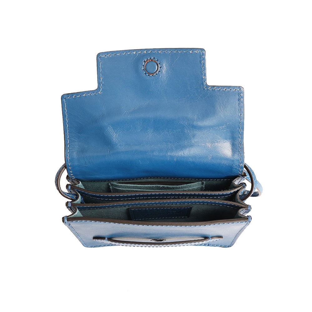 Mini Bag a Tracolla THE BRIDGE in Pelle Blu Jeans linea Lucrezia