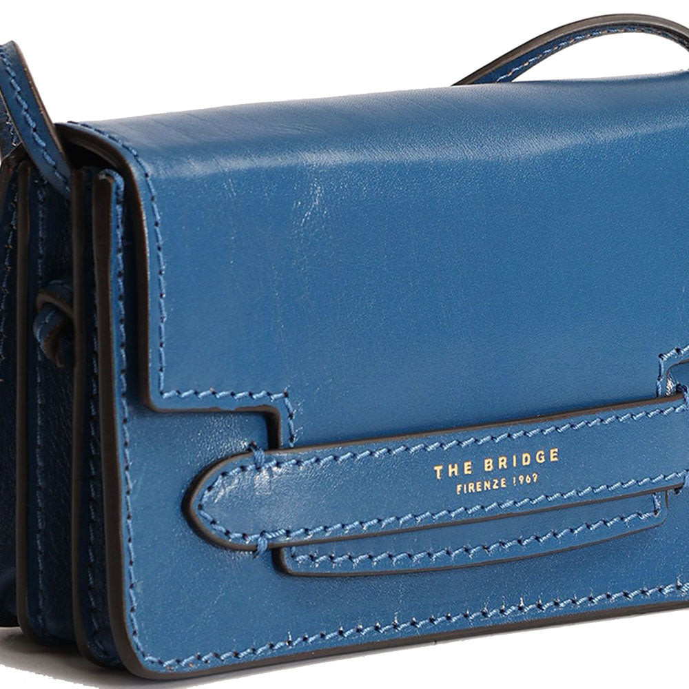 Mini Bag a Tracolla THE BRIDGE in Pelle Blu Jeans linea Lucrezia