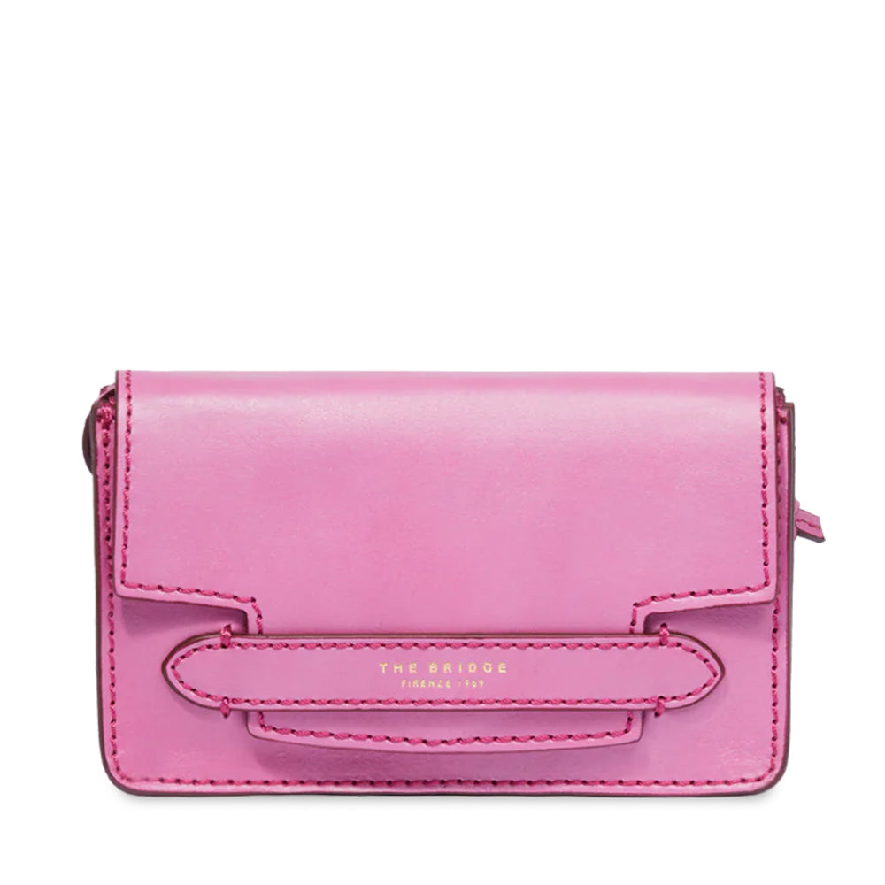 Mini Bag a Tracolla THE BRIDGE in Pelle Rosa Lipstick linea Lucrezia