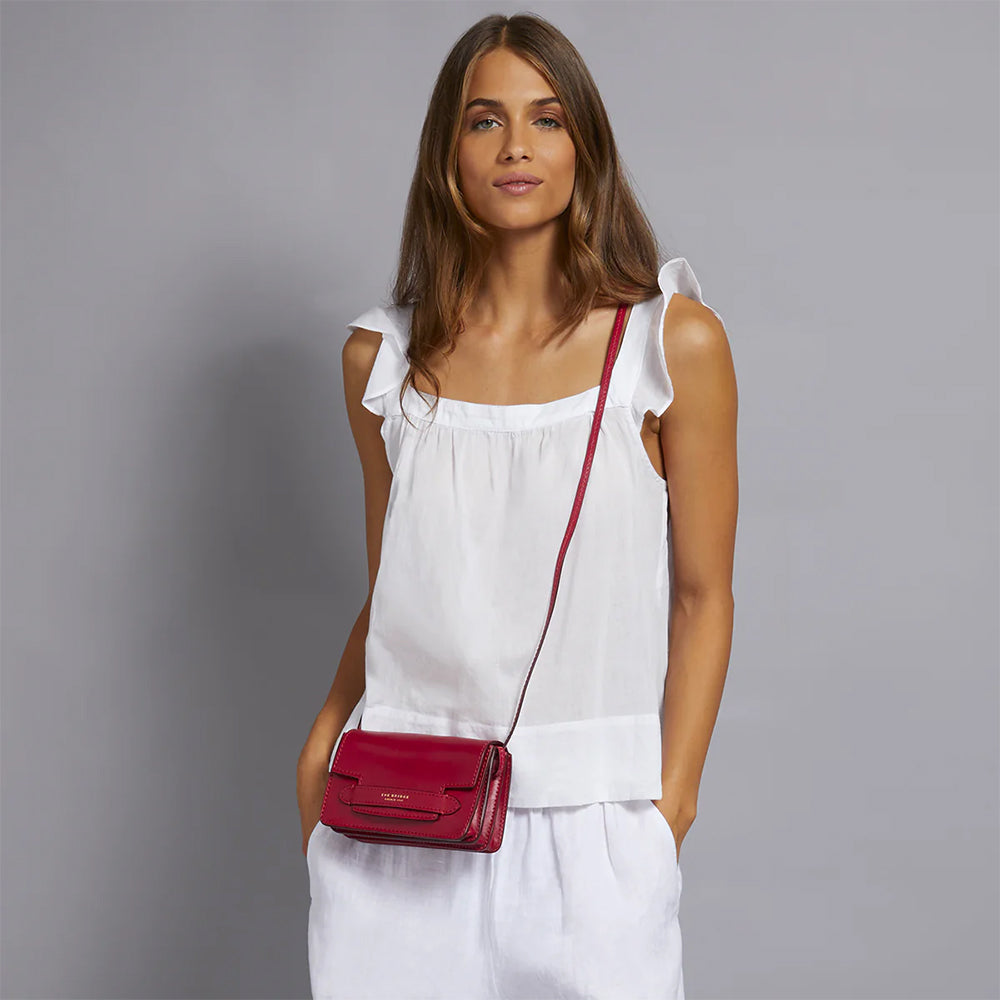 Mini Bag a Tracolla THE BRIDGE in Pelle color Berry linea Lucrezia