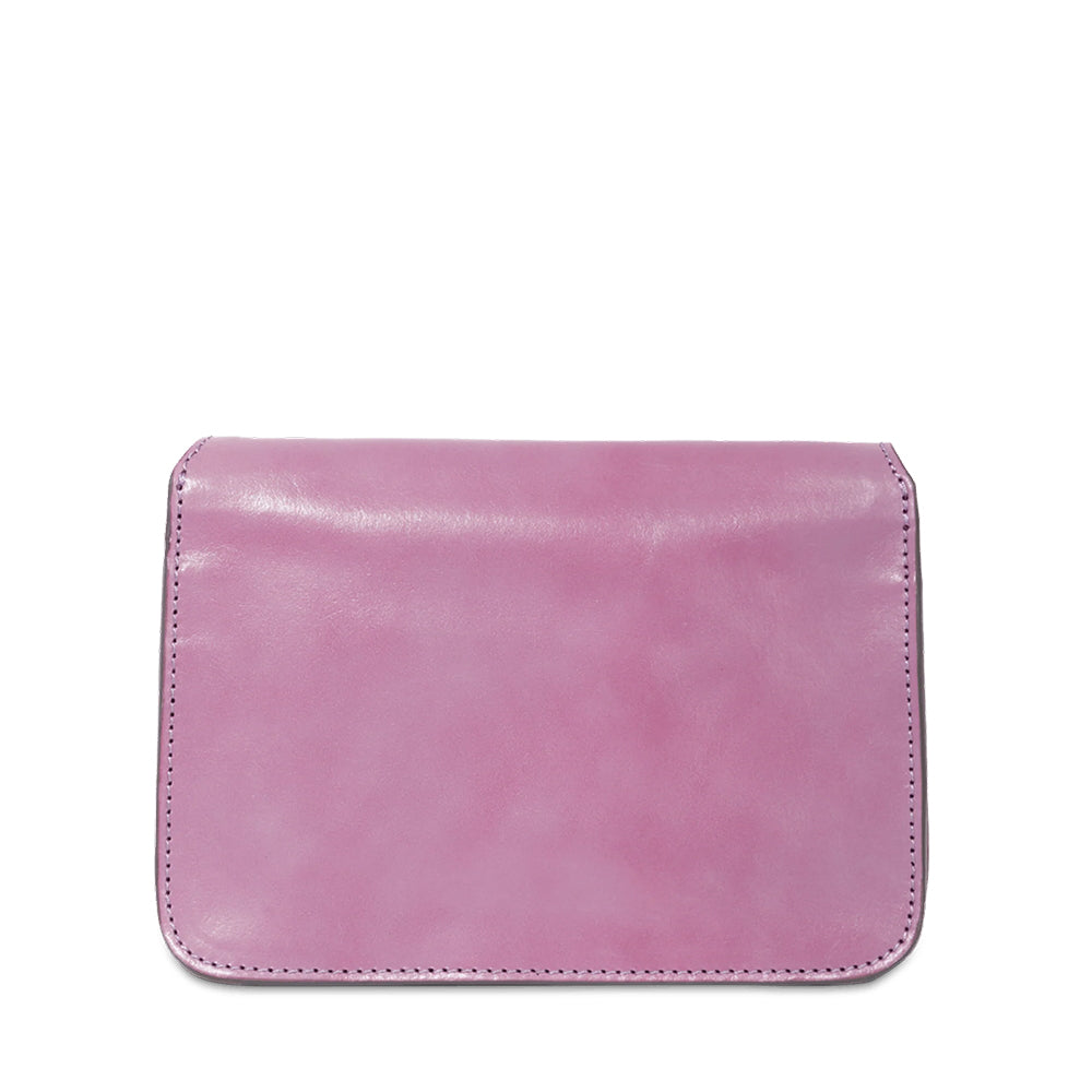 THE BRIDGE Mittlere Umhängetasche für Damen, Lucrezia Linie, aus malvenfarbenem Leder