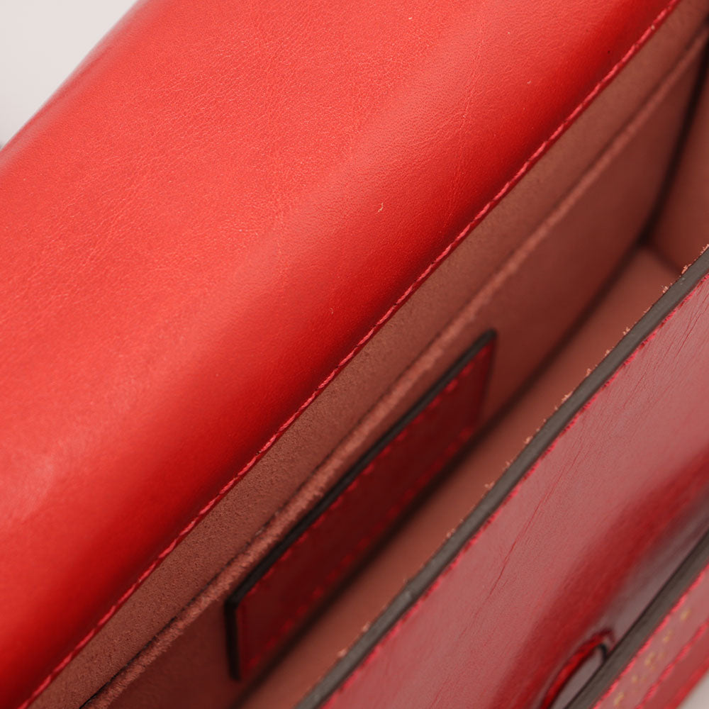 THE BRIDGE Damen-Umhängetasche, mittelgroß, Lucrezia-Linie, aus Flamenco-Rot-Leder