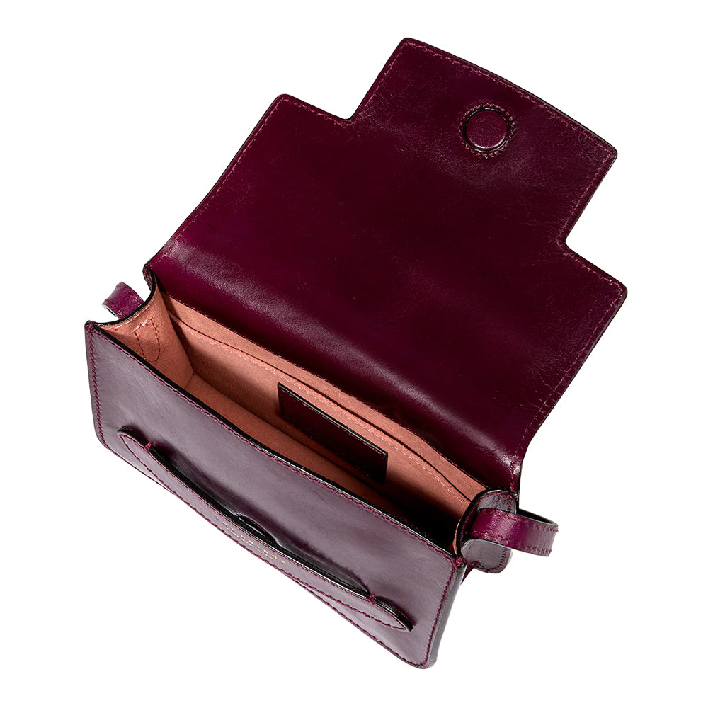 THE BRIDGE Damen-Umhängetasche, mittelgroß, Lucrezia-Linie aus lilafarbenem Leder