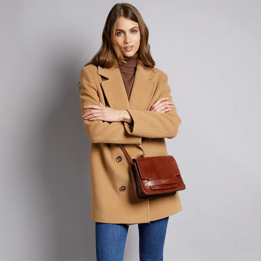 Borsa Donna a Tracolla Grande THE BRIDGE linea Lucrezia in Pelle Blu Pavone