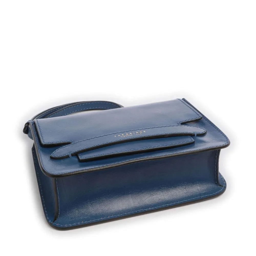 THE BRIDGE Große Damen-Umhängetasche aus der Lucrezia-Linie aus jeansfarbenem Leder