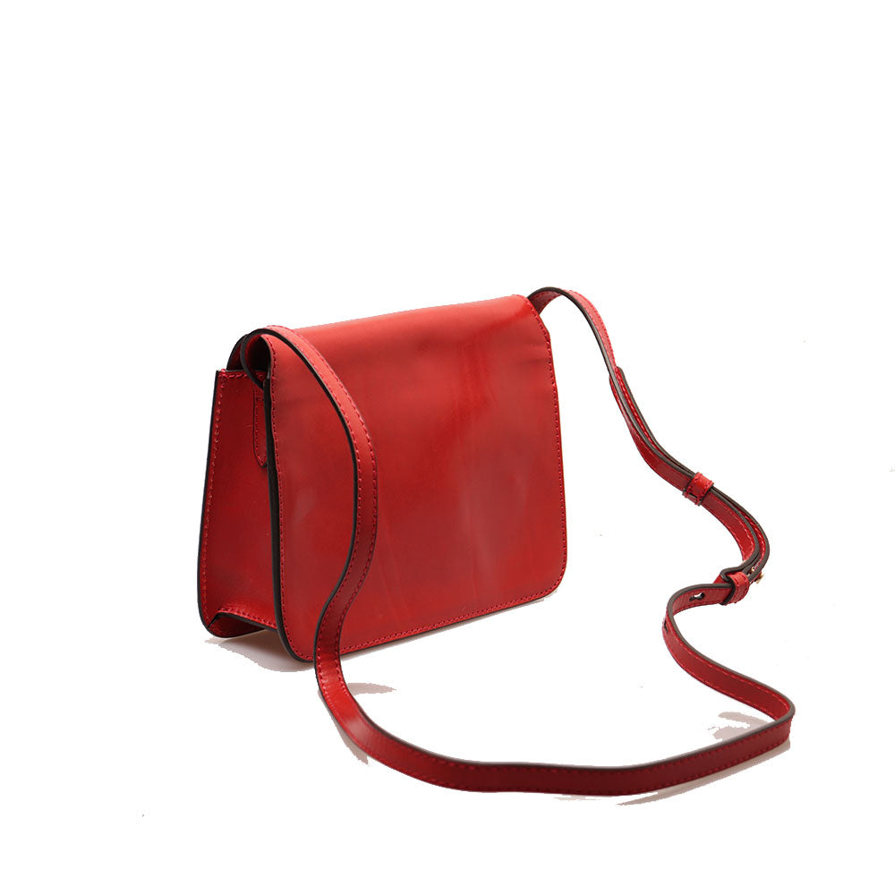 THE BRIDGE Große Damen-Umhängetasche aus der Lucrezia-Linie aus Flamenco-Rot-Leder