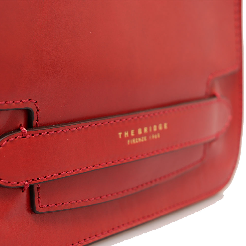 THE BRIDGE Große Damen-Umhängetasche aus der Lucrezia-Linie aus Flamenco-Rot-Leder