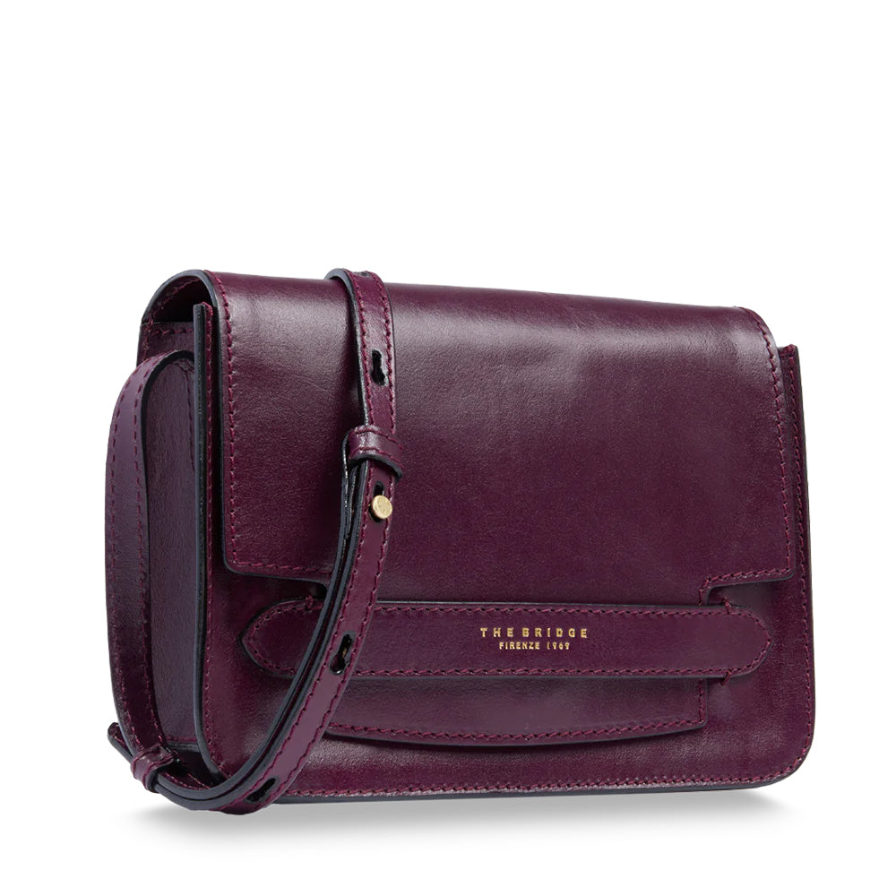 THE BRIDGE Große Damen-Umhängetasche Lucrezia-Linie aus lila Leder