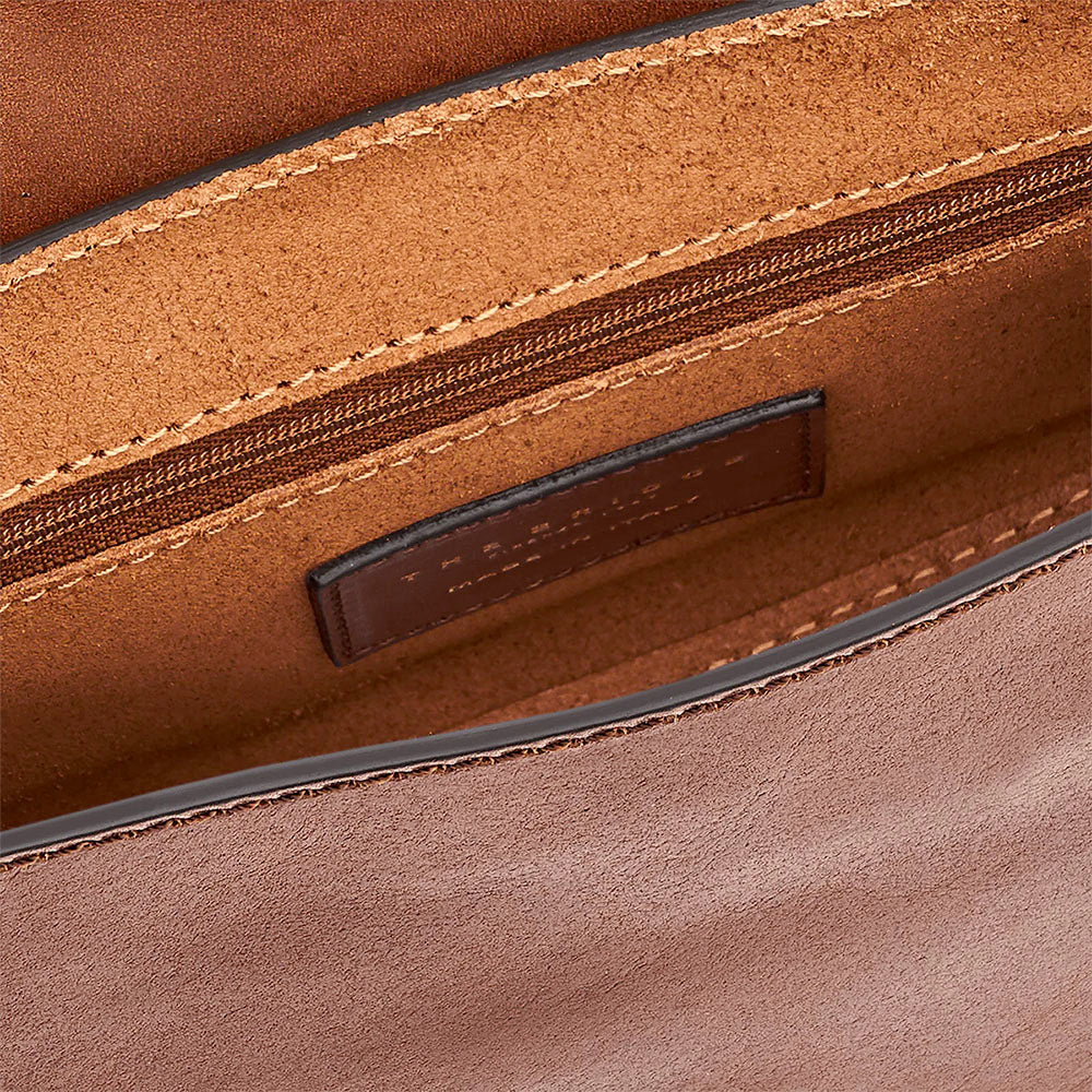 THE BRIDGE Damen-Umhängetasche aus braunem Leder der Vittoria-Linie