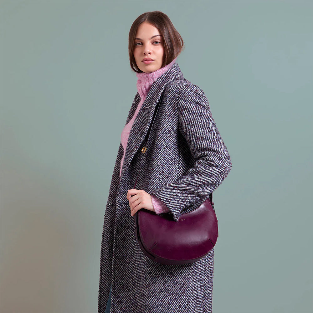 Hobo Bag Media THE BRIDGE linea Federica in Pelle Viola