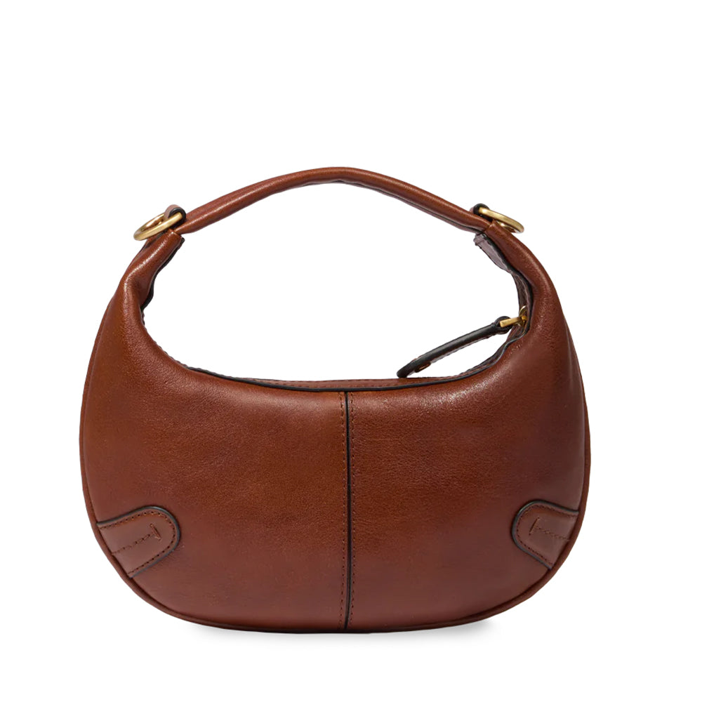 Mini-Hand-Hobo-Tasche THE BRIDGE Flavia-Linie aus braunem Leder