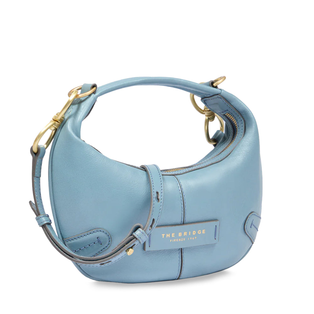 Hobo Bag Mini Hand THE BRIDGE Flavia Linie aus babyblauem Leder