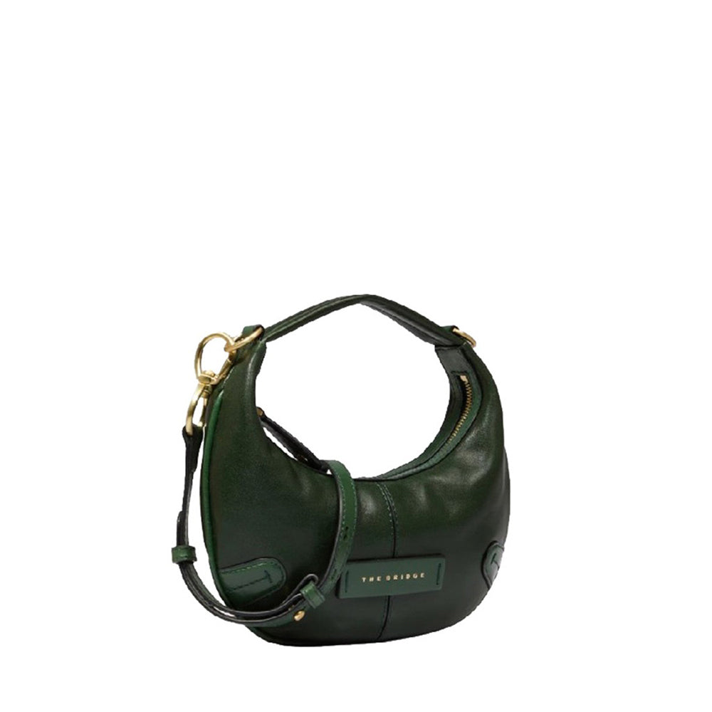 Mini-Hand-Hobo-Tasche THE BRIDGE Flavia-Linie aus grünem Leder