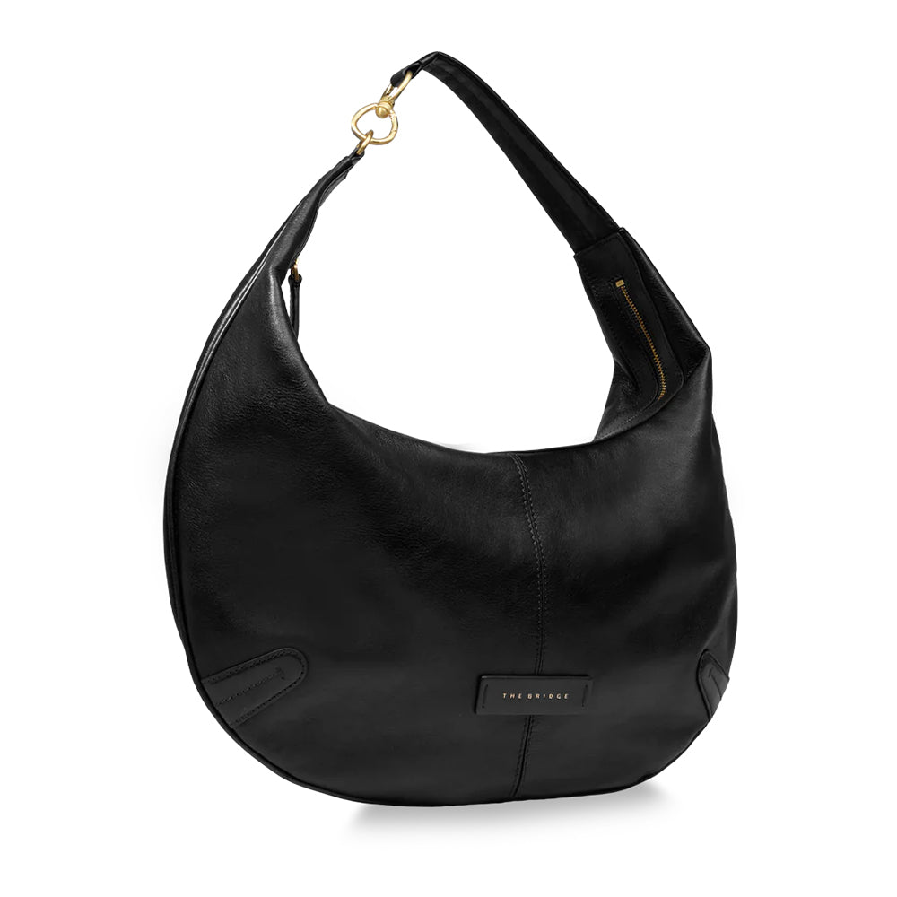 Hobo-Tasche THE BRIDGE Flavia-Linie aus schwarzem Leder