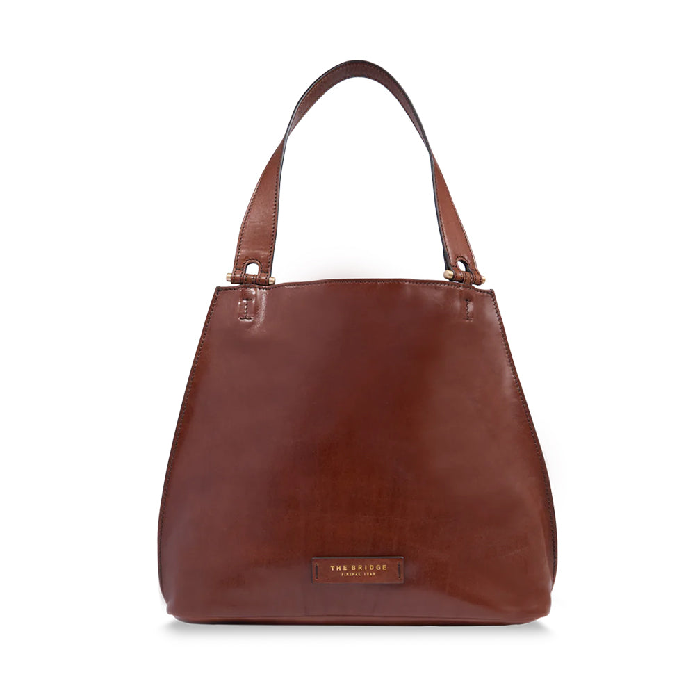 THE BRIDGE Hobo-Tasche für Damen aus braunem Leder der Febe-Linie