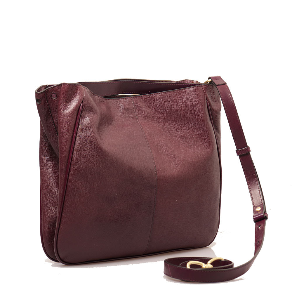 THE BRIDGE Elisabetta Linie Damenhandtasche mit Schultergurt aus lila Leder