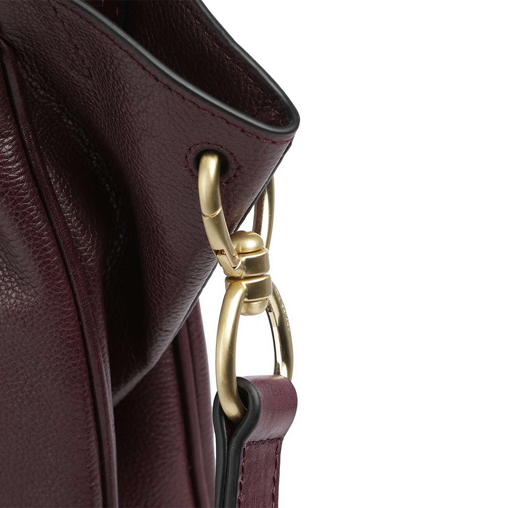 Damentasche mit Doppelfunktion THE BRIDGE Elisabetta-Linie aus traubenfarbenem Leder