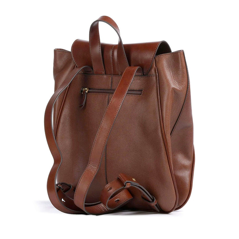 Damenrucksack mit Klappe THE BRIDGE Elisabetta-Linie aus braunem Leder