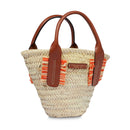 Borsa da Mare Small THE BRIDGE linea Clara in Rafia Naturale e Pelle Marrone