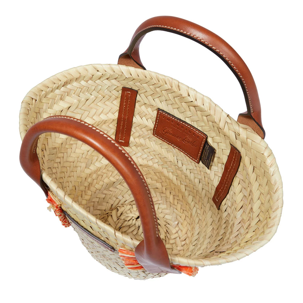 Borsa da Mare Small THE BRIDGE linea Clara in Rafia Naturale e Pelle Marrone