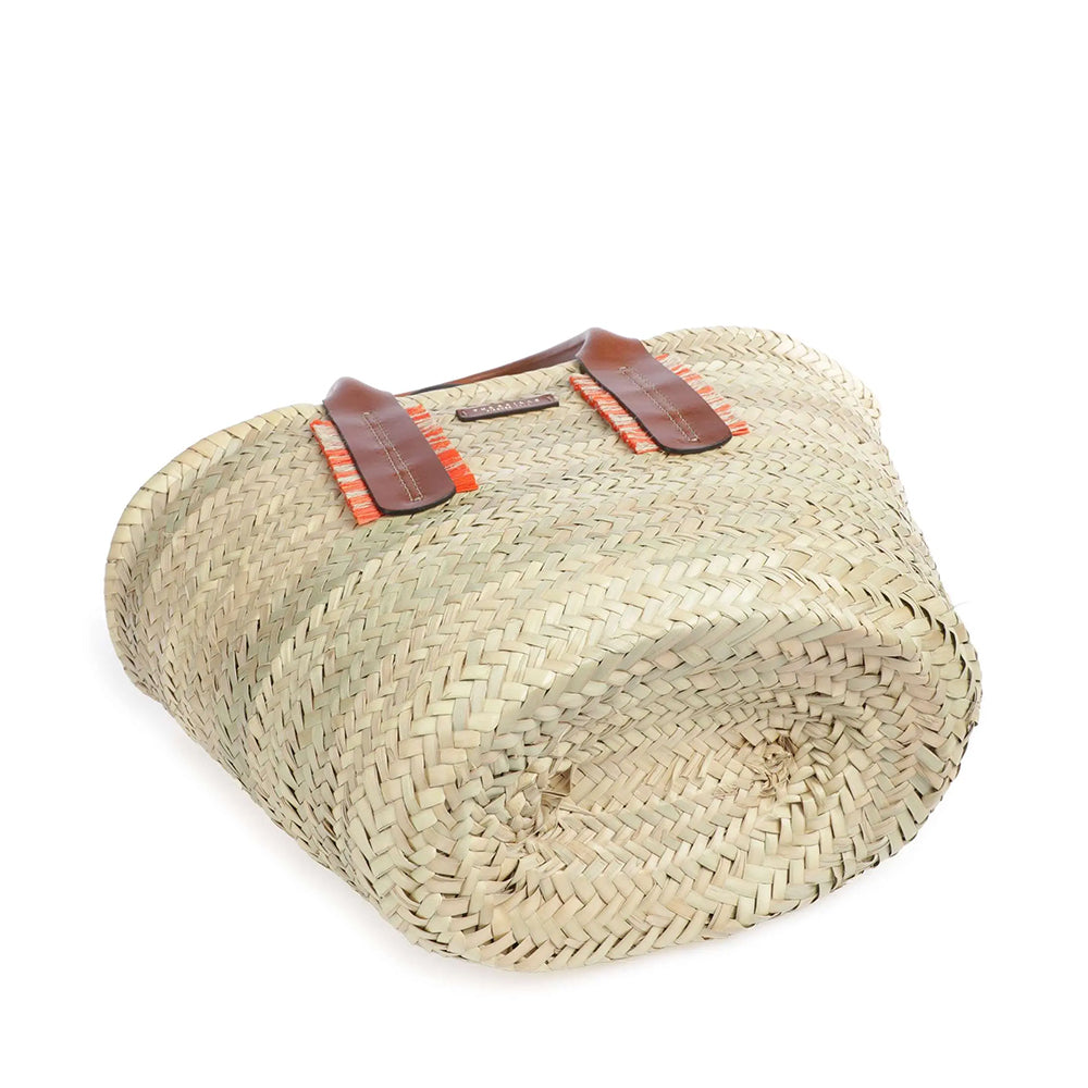 Borsa da Mare Large THE BRIDGE linea Clara in Rafia Naturale e Pelle Marrone
