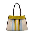 Strandtasche Media THE BRIDGE Elisa Wow Linie aus Baumwolle und Naturleder Braun und Hellblau