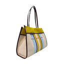 Strandtasche Media THE BRIDGE Elisa Wow Linie aus Baumwolle und Naturleder Braun und Hellblau