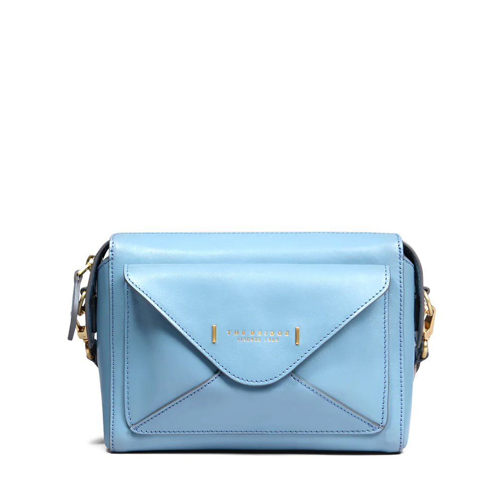 THE BRIDGE Frida Line Umhängetasche für Damen aus babyblauem Leder