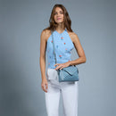 THE BRIDGE Frida Line Umhängetasche für Damen aus babyblauem Leder