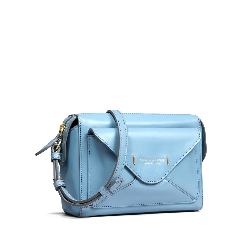 THE BRIDGE Frida Line Umhängetasche für Damen aus babyblauem Leder