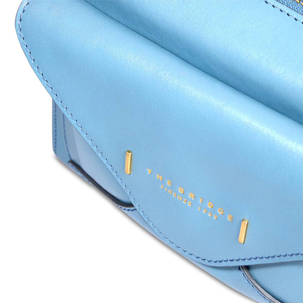 THE BRIDGE Frida Line Umhängetasche für Damen aus babyblauem Leder