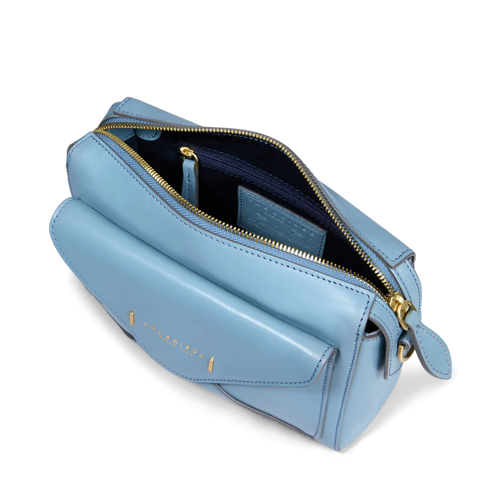 THE BRIDGE Frida Line Umhängetasche für Damen aus babyblauem Leder