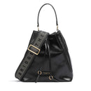 THE BRIDGE Damen Bucket Bag Fiammetta Line aus schwarzem Leder