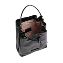 THE BRIDGE Damen Bucket Bag Fiammetta Line aus schwarzem Leder