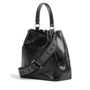 THE BRIDGE Damen Bucket Bag Fiammetta Line aus schwarzem Leder