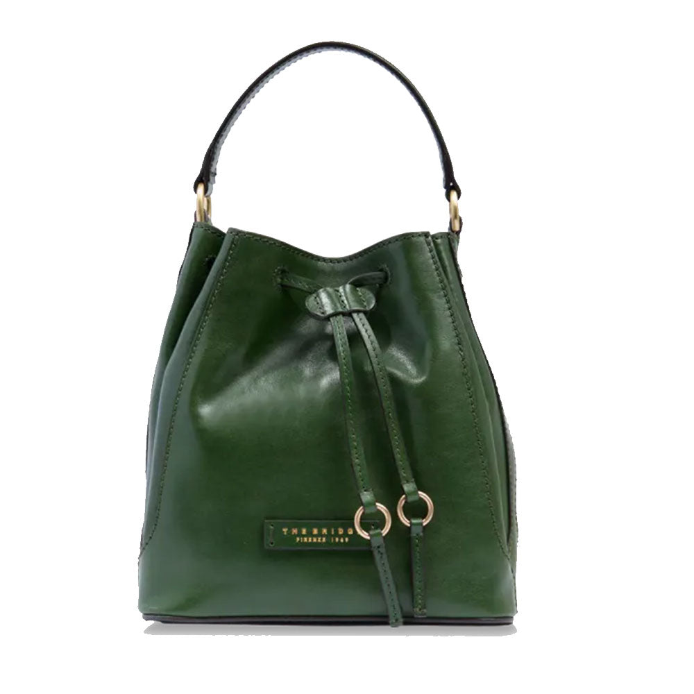 THE BRIDGE Damen Bucket Bag Fiammetta Line aus englischem grünem Leder