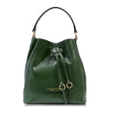 THE BRIDGE Damen Bucket Bag Fiammetta Line aus englischem grünem Leder