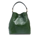 THE BRIDGE Damen Bucket Bag Fiammetta Line aus englischem grünem Leder