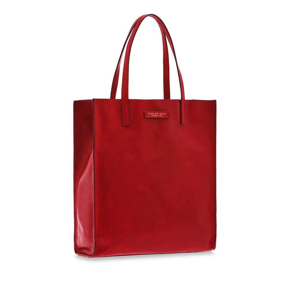 Borsa Donna Shopper Verticale THE BRIDGE linea Mirra in Pelle color Berry