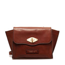 THE BRIDGE Barbara Linie 
Damen Umhängetasche mit Klappe aus braunem Leder