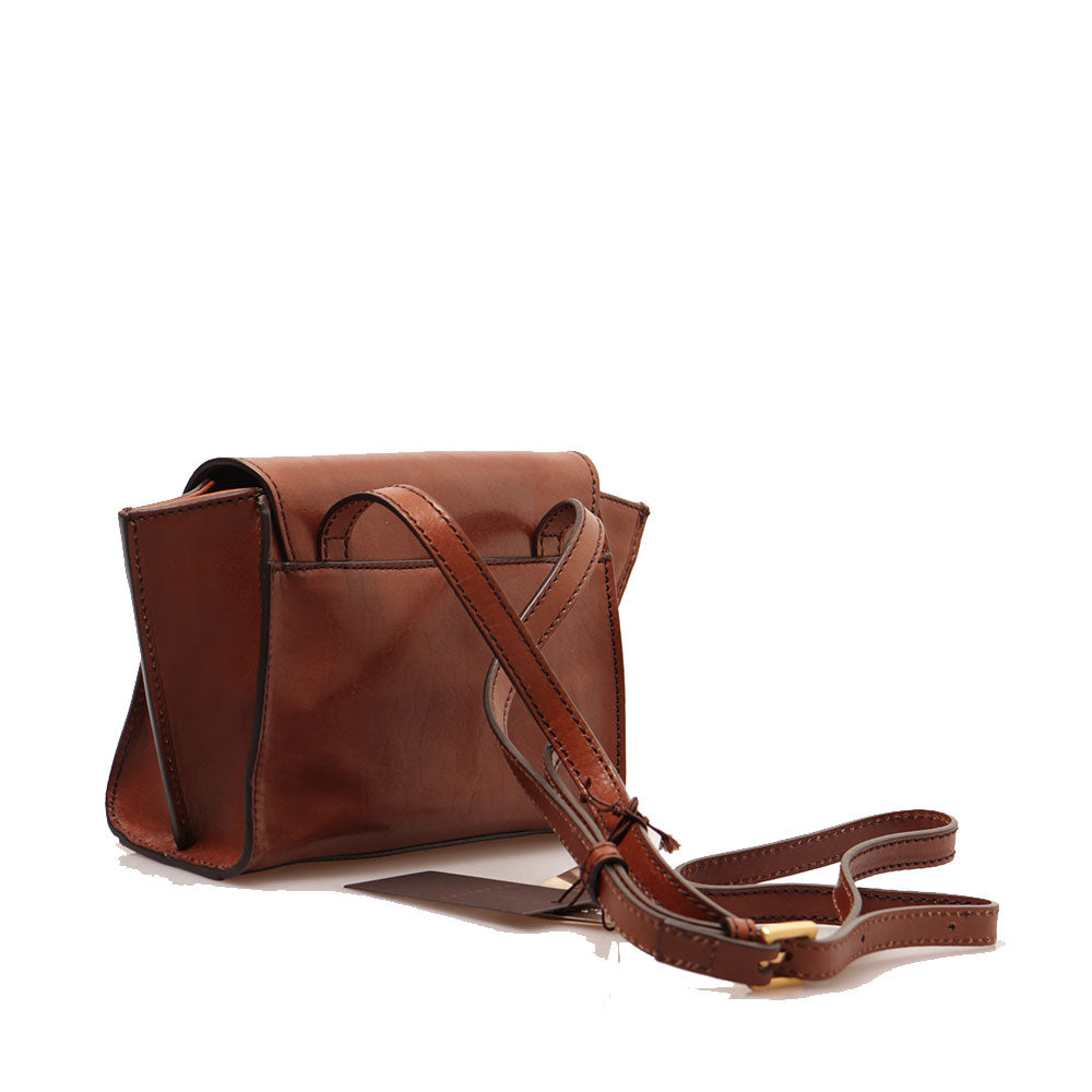 THE BRIDGE Barbara Linie 
Damen Umhängetasche mit Klappe aus braunem Leder